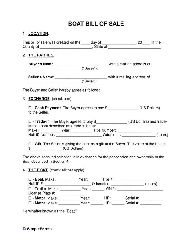 Mobile (Produced) Home Bill of Sale Form